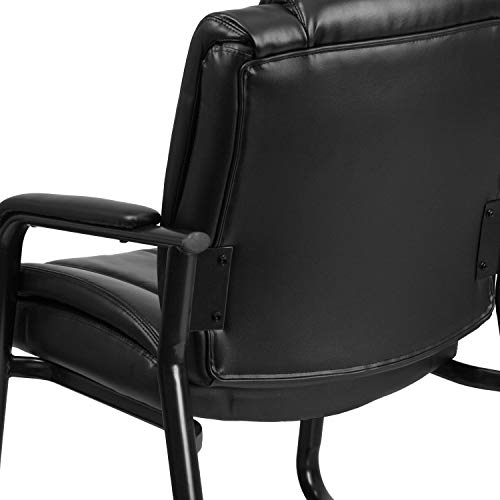 BizChair Big & Tall 500 lb. Rated Black LeatherSoft Tufted Executive Side Reception Chair with Sled Base