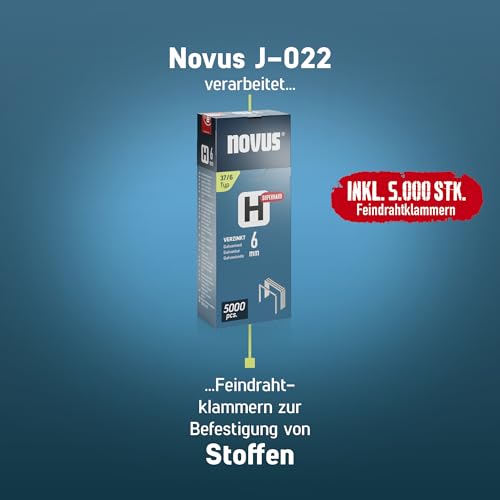 Novus Tools J-022 5000 Pieces Lightweight Heavy Duty Solid Metal Stapler Staples with Soft Handle and Quick Charge System for Type 37 Fine Wire Staplers 4-6mm