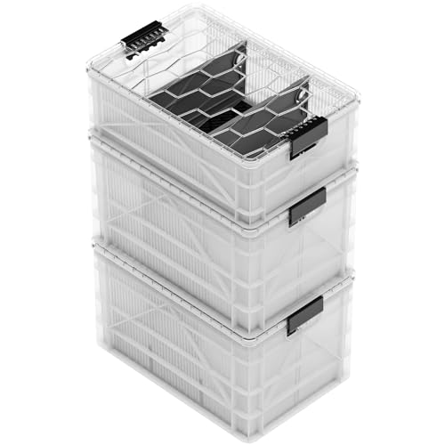SIDIO Pro Pack, HD Stackable Storage Bins with Lids & Dividers, Clear