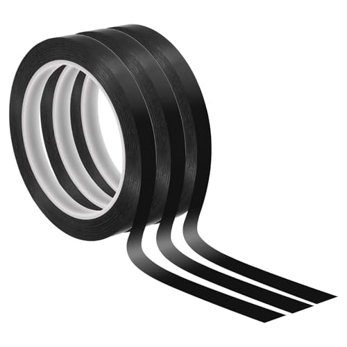 Anenog White Board Tape 20pcs 2/5/12mm Art Whiteboard Tape Marking PET Self-Adhesive Thin Dry Erase Graphic Chart 66M for Office(Black,66M_20PCS_12MM)
