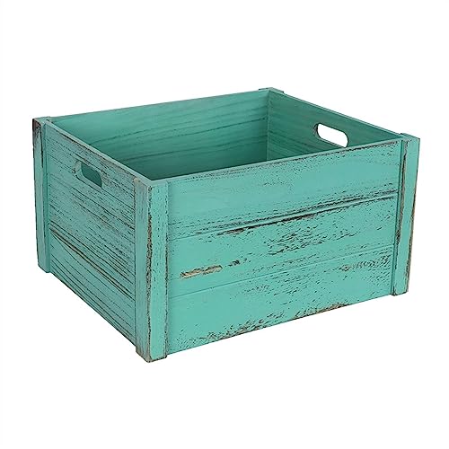 CFGH6FDF Records Vinyl Record Storage Crate, Retro Vintage Case with Handle, Wooden Album Holder Organizer Box Album Book(Green)