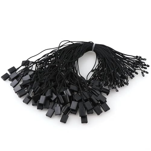 Hang Tag String 2000Pcs Black Square Snap Lock Pin Loop Fastener Hook Ties for Garment Bag Tags Cards, DIY Clothing Accessories