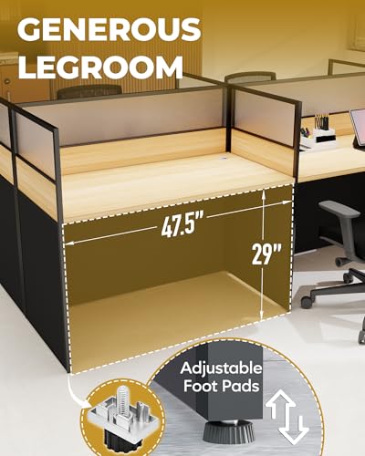 2 Person Cubicle Desk Office Workstation w/Privacy Partitions & Cabinet