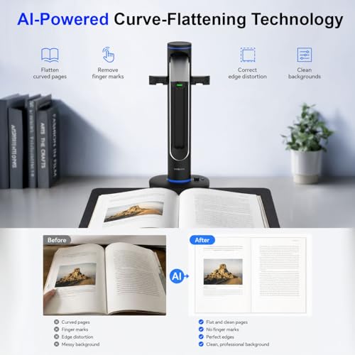 VIISAN S48 Duo Overhead Book Scanner - A2/A3 Large Format, Dual 48MP, 600 DPI with OCR & Text-to-Speech for Archiving and Distance Education