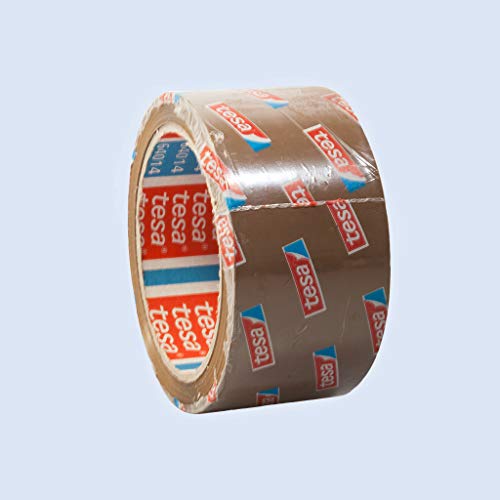 Tesapack 64014 Adhesive Tape Polypropylene Low Noise, 50 mm x 66 m Very Good Value for Money, For Quiet Use, Based on Solvent-Free Acrylate Adhesive, Brown.