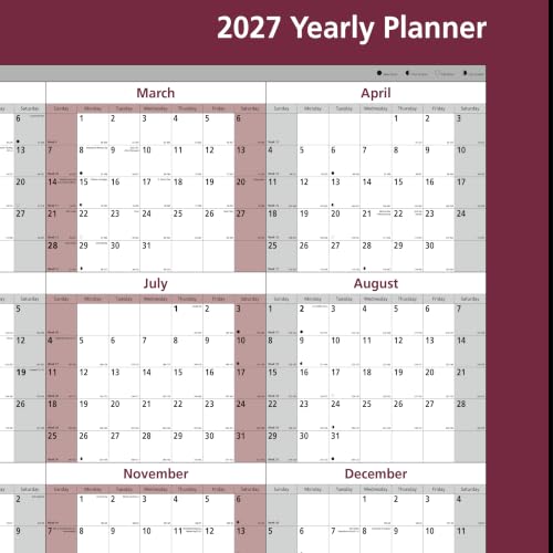 Brownline® 2027 Yearly Wall Calendar and Planner, Erasable/Laminated, 12 Months, January to December, Reversible - Horizontal/Vertical, 32" x 48" (C177468)