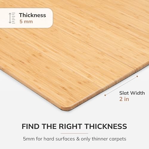 Anji Mountain 60" x 48" Bamboo Office Chair Mat for Carpet & Hardwood Floor