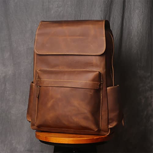 MVNOIRE Retro Genuine Leather Backpack First Layer Cowhide Leisure Travel Bag Large Capacity Computer For 15.6inch