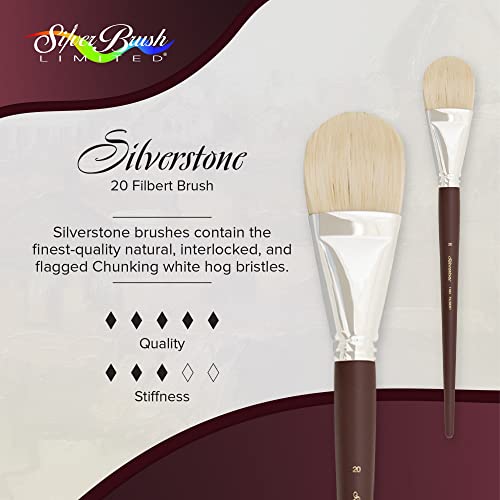 Silver Brush Limited Silverstone Filbert Oil Brush, Size 20, Long Handle