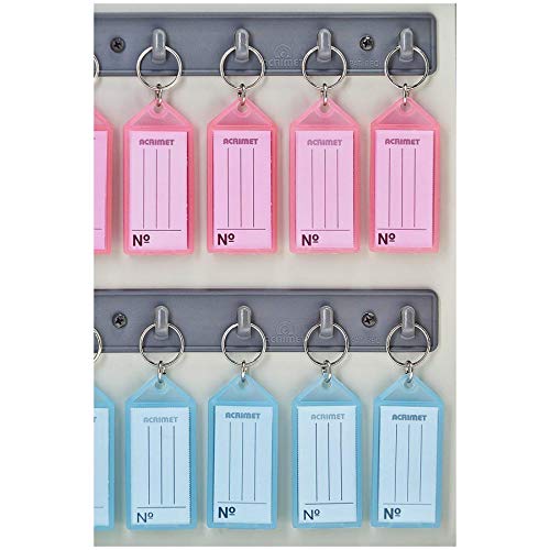 Acrimet 48-Key Cabinet with Lock, Wall Mount Wooden Key Organizer, Security Key Storage Box (48 Positions) with Numbered Hooks & Assorted Key Tags – Commercial & Home Use (Beige)