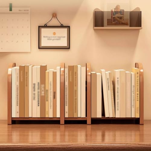 Bookshelf Stretchable Freestanding Bookshelf, Bamboo Desktop Organizer, for Office Books Supplies Accessories Storage Display Rack for Living Room Home Office