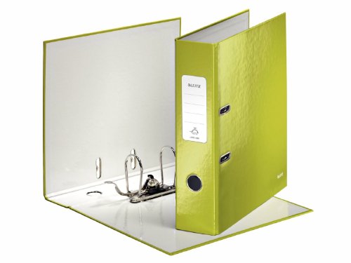 Leitz Lever Arch File, Metallic Green, A4, 80mm Spine Width, Wow Range, 10050064