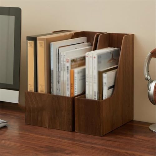 File Organizer Vertical File Folder Holder or Office Product Organizer, Store Files Magazines Notepads Books Desk(Brown)