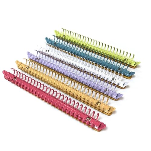 Ring Clips 4pcs B5 Colorful Metal Ring Binder Clips with Bamboo Back Panel 26 Detachable Buckle Loose-Leaf Binding Strip for Notebook(Yellow)