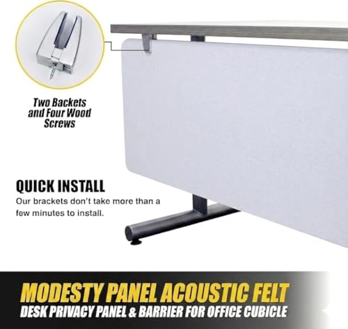 OBEX Modesty Desk PET Privacy Screen Acoustic Sound Absorbing Panel Ideal for Reception, Student Table or Office Cubicles Workstations, 24" x 72", Stone