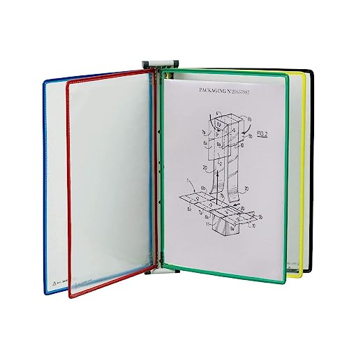 XSMYdpUS Office Folders, Catalog Display Rack, A4 Folder Wall-Mounted File Holder, with 5 A4 Paper Size Pockets,Desktop Flip Display Folder, for Storing and Di