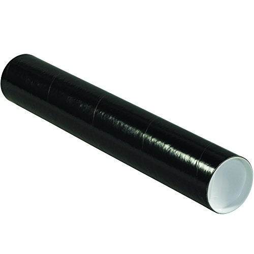 BOX USA Black Mailing Tubes with Caps, 3 Inch x 18 Inch, Pack of 24, for Shipping, Storing, Mailing, and Protecting Documents, Blueprints and Posters