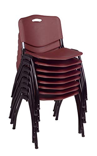 Regency M Burgundy Stack Chairs 8-Pack – Durable Plastic Stackable Chairs with Metal Frame, Lightweight & Easy-Clean Seating for Offices, Cafeterias & Breakrooms