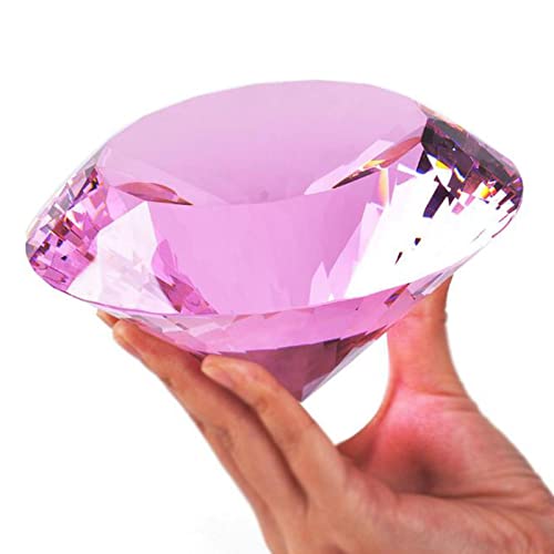 Huge Color Crystal Diamond Paperweight Quartz Crafts Home Wedding Party Decoration Ornaments Figurines Glass Miniature Gifts,Pink,120mm