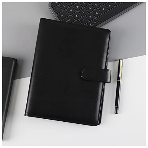 MJNHBGX A6 Ring Binder A5 Pu Leather 6 Ring Binder Notebooks Planner Covers Pink Cute Macaron Journal Note Agenda Diary Book Office and School Supplies A6 Binder，Black Only Cover-China