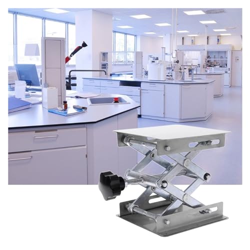 UWYTGF Laboratory Lifting Platform Stand Rack Scissor Jack Bench Lifter Table Lab 100X100Mm Stainless Steel for Scientific Experiment Easy Lift