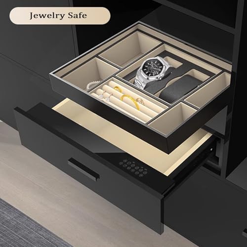 OREKPOT Password Drawer Safe Steel with Digital Keypad, Auto-Eject, Soft Lining, for Home Nightstand Jewelry Rings Watches Valuables Organizer,464mm