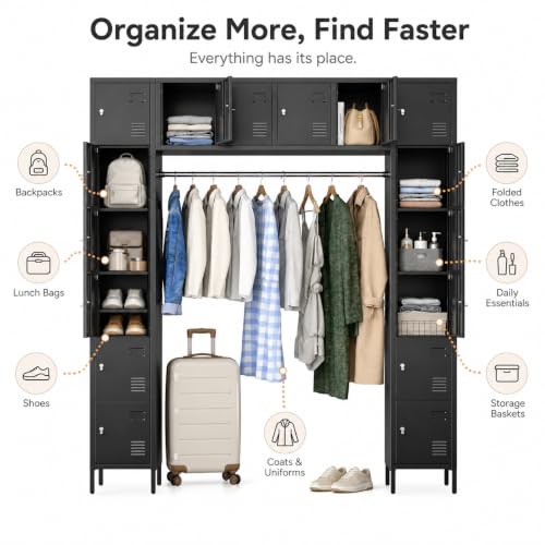 Garvee 16 Door Metal Locker Cabinet, 72" Tall Steel Storage Cabinet
