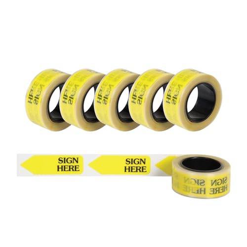 Redi-Tag 91001 Arrow Message Page Flag Refills, "Sign Here", Yellow, 120 Flags per Roll (Box of 6 Rolls)