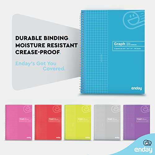 Emraw Quad Ruled Notebook Spiral with 70 Sheets White Paper - Set Includes: Blue, Black, Yellow, & Green Covers (48 Pack)