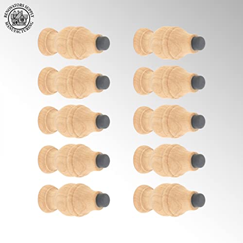 Renovators Supply Manufacturing Wooden Door Stop Bumper Wall Mount 3.5" Long Unfinished Maple Hardwood Door Stopper Rubber Bumper for Absorbing Shock Wall Protector with Hardware Pack of 10
