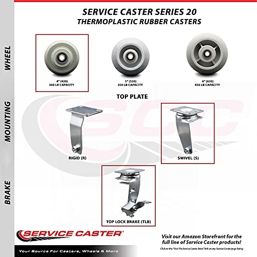 4 INCH THERMOPLASTIC Rubber Swivel Caster Set with Ball Bearings and Brakes