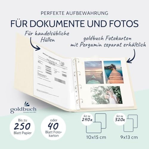 Goldbuch Ring Binder A4, Linen, Beige, 26x32 cm