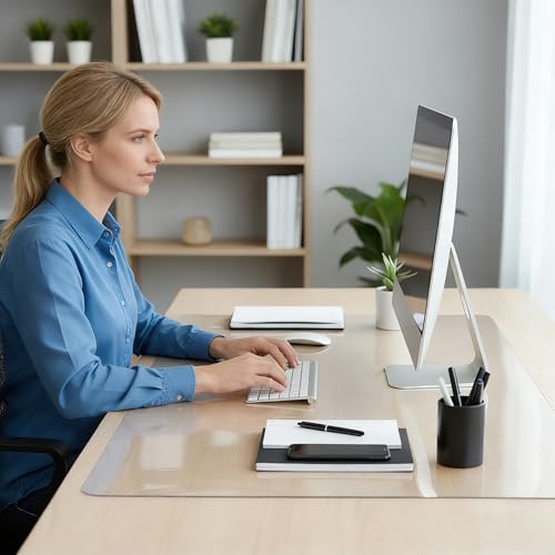 ACFBGFV Clear Desk Cover Protector 23in x 53in Desk Pad Mat Blotter on Top of Desks Transparent PVC Table Protector Rectangle Desk Mat Table Cover for Office Writing Desktop Dresser