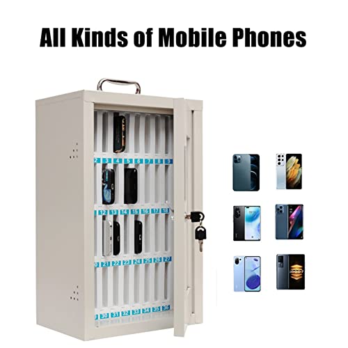 Cell Phone Safe Mobile Phone Storage Box Stainless Steel with Handle Clear Cell Phones Storage Cabinet Pocket Chart for Office Classroom (Color : 36(32 * 21 * 50cm))
