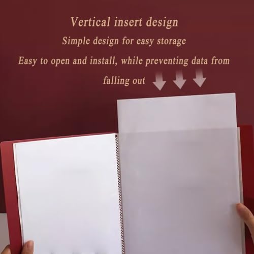 2Pcs Presentation Folder, 30-Pocket Binder, Display Book Document Organizer/Red(Black)