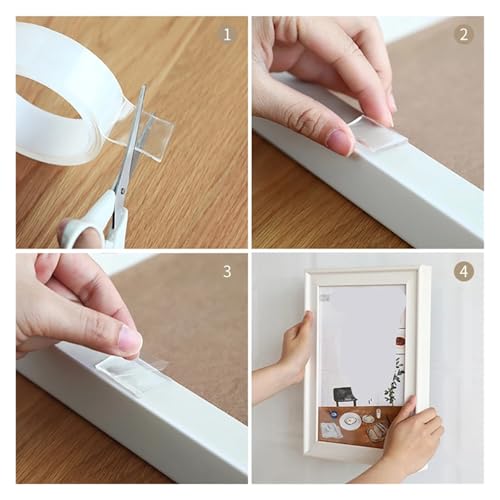 1M/2M/3/5M Tape Double Sided Transparent NoTrace Reusable Adhesive Sticker Cleanable Home(10m)