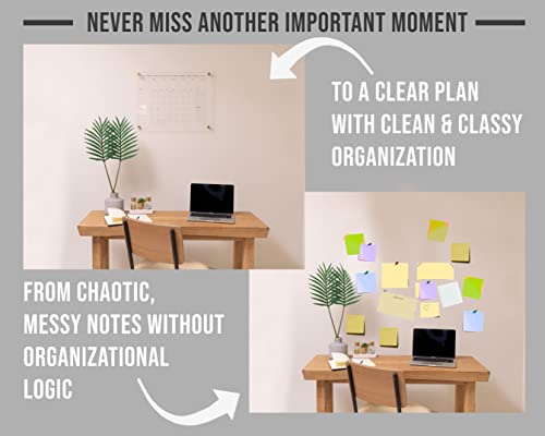Merely Home Premium Ultra-Clear Acrylic Wall Calendar Dry Erase | Oversize 24"x18" | Monthly Planner for Office and Home | Large Acrylic Calendar for Wall | Acrylic Calendar | 3 Standoff Screws