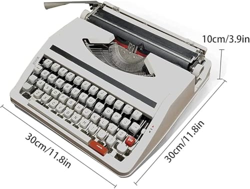 1980 Classic Nostalgia Portable Retro Manual Typewriter, Machinery Word Processing Typewriter, Vintage English Typewriter con Doble Cinta Y Caja Exterior(White)