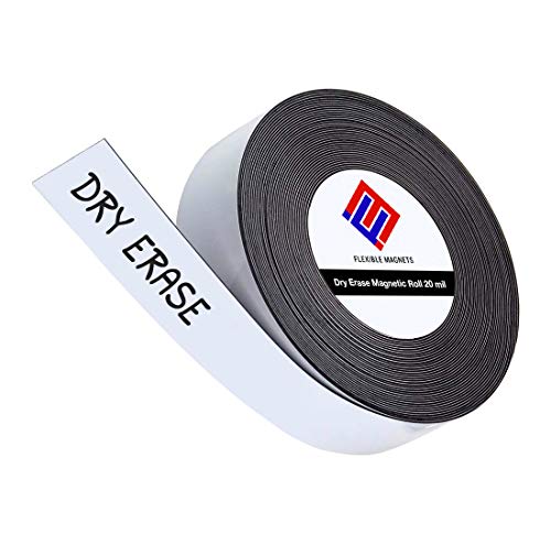 Dry Erase Magnetic Strips - Roll of Writable Whiteboard Magnets - Writable Flexible Magnet - Name Plates - Magnetic Labels- Dry Erase Name Tags - (2 Inch x 200 Feet)