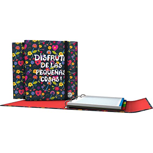 Grafoplás 88212662 Carpesano 4 Rings with 5x5 Squared Refill, A4, Closing Flap, Includes Separators, Carpeplus, Be You Collection, Enjoy