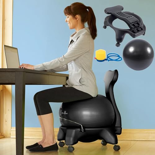 piudoiliy Balance Ball Posture Chair,Office Yoga Ball Chair,with Back Support,Ergonomic Exercise Ball Chair, for Adults/Pregnancy