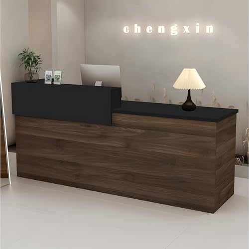 LSZMXI Modern Reception Desk with Drawer & Open Shelves, 39-96 Inch Front Counter Table, Computer Workstation Suitable for Salons, Offices, Lobbies, Retail Stores and Home Offices