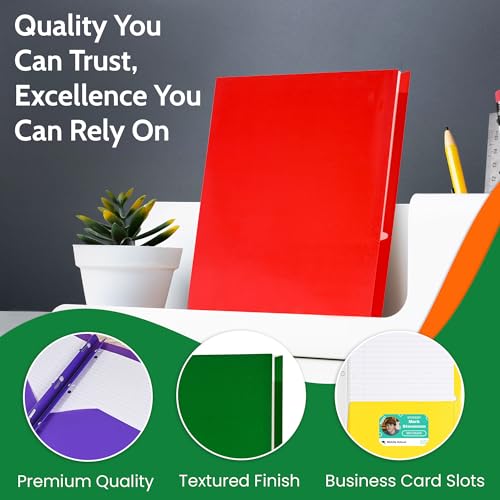 100 Pack Blue 2 Pocket Paper Folders. EPI Heavy Duty, Bulk Folders with Pockets and Business Card Slots. Colored Letter Size Document Organizers. Durable Portfolio for School, College, Office Files