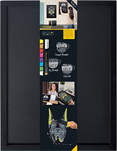Securit WBW-BL-40-60 Wall Chalkboard Woody [Black Frame] 40-60 23.6 x 15.7 x 0.4 inches (60 x 40 x 1 cm)