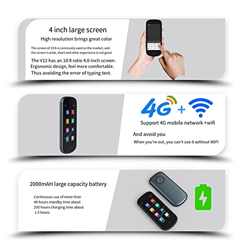 UILMLIO Portable Real Time Translation - Lightweight Portable Scanning Translator, Languages Pocket Translator, Language Translating Device, Portable Foreign Language Real Time Way