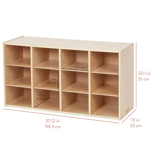 Back2School Express Sleekline 12-Cubby Storage Cabinet, 3x4, Natural