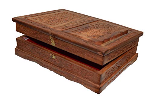 Holy Foldable Book Stand Wooden Handcarved Rehal Box for Quran,Bible,Gita,Gurugr