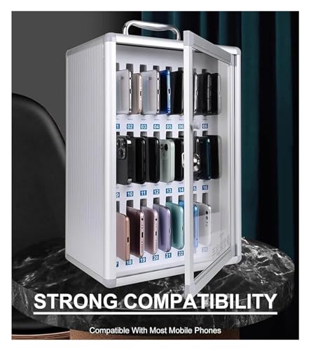 Cell Phone Locker, Cell Phone Locker Cabinet, Aluminum Alloy Pocket Chart Storage Cabinet for Cell Phones,Wall-Mounted with A Locked Can Be Carried by Hand(60)