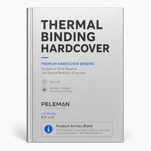 Peleman formally Unibind Thermal Hardcovers Binding Covers for Professional Documents, Journals & Notebooks – No Spiral or Comb Required - Pack of 10 (silver, Spine Capacity 80 Sheets Max)