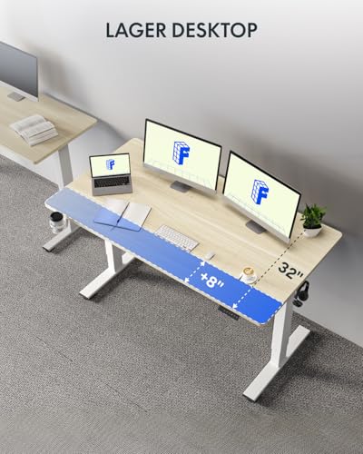 FLEXISPOT L Shaped 79" Standing Desk with Storage Cabinet, White Wood Grain